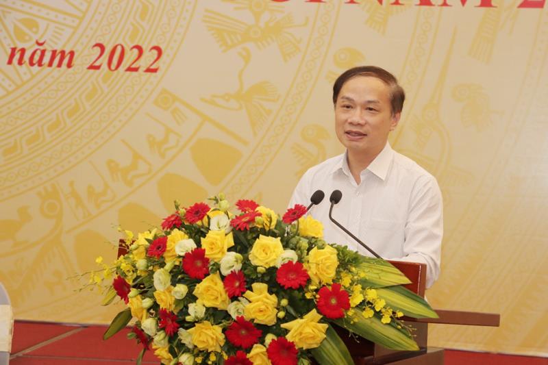 Đ/c Phạm Tất Thắng - Phó Trưởng Ban Thường trực Ban Dân vận trung ương báo cáo sơ kết công tác dân vận 6 tháng đầu năm 2022
