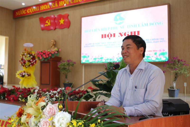 Đồng chí Nghiêm Xuân Đức - Phó Bí thư Thường trực, Chủ tịch HĐND TP Bảo Lộc phát biểu chào mừng